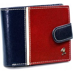 Portfel skórzany czerwono- granatowy Rovicky 324L-RBA-D NAVY-RED. Czerwone portfele męskie ROVICKY, bez wzorów, ze skóry. Za 84.00 zł.
