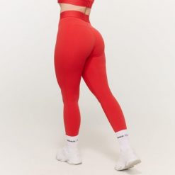 Legginsy damskie fitness bez przedniego szwu czerwone Limitless. Czerwone legginsy damskie GYMBEAM, m, bez wzorów, z elastanu. Za 115.90 zł.