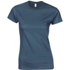 Koszulka Damska Krótki Rękaw Soft Style. Niebieskie koszulki sportowe damskie Gildan, xl, bez wzorów, bez kołnierzyka, bez ramiączek, trekkingowe. Za 28.99 zł.