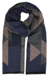 Męski Szalik z Wiskozy - Alties - Wzór Geometryczny. Niebieskie szaliki męskie Alties, na jesień, bez wzorów, z bawełny. Za 59.00 zł.