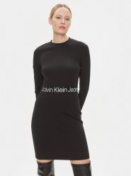 Calvin Klein Jeans Sukienka codzienna Logo Elastic J20J222518 Czarny Regular Fit. Czarne sukienki damskie Calvin Klein Jeans, na co dzień, xxs, bez wzorów, z jeansu, bez kołnierzyka, bez ramiączek, proste. Za 269.99 zł.