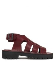 Fracap Sandały D031 Bordowy. Czerwone sandały damskie Fracap, bez wzorów, ze skóry, bez obcasa, na płaskiej podeszwie, bez zapięcia. Za 429.99 zł.