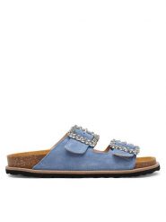 Pollini Klapki SA28373G0MTF0712 Błękitny. Niebieskie klapki damskie Pollini, bez wzorów, ze skóry, bez obcasa. Za 609.99 zł.