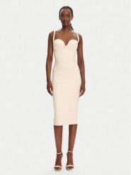 Elisabetta Franchi Sukienka koktajlowa AB85052E2 193 Beżowy Regular Fit. Brązowe sukienki damskie Elisabetta Franchi, bez wzorów, z syntetyku, wizytowe, bez kołnierzyka, bez ramiączek. W wyprzedaży za 1,519.00 zł.