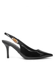 Guess Szpilki FLPNAS PAF05 Czarny. Czarne sandały damskie Guess, z aplikacjami, ze skóry, bez obcasa, bez zapięcia. Za 359.99 zł.