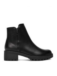 JENNY Botki CEO-JILL HY12618-3 Czarny. Czarne botki damskie Jenny, z materiału, bez obcasa, na płaskiej podeszwie, bez zapięcia. Za 159.99 zł.