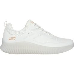 Trampki damska Skechers Bobs Geo How Marvelous Biały. Białe trampki i tenisówki damskie Skechers, bez wzorów, ze skóry ekologicznej, bez zapięcia. Za 390.00 zł.