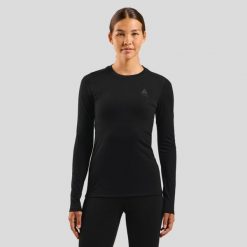 Koszulka termoaktywna z długim rękawem damska ODLO Merino 160 BL Top Crew Neck. Czarne bielizna termoaktywna damska Odlo, bez wzorów, bez ramiączek, długie. Za 379.99 zł.