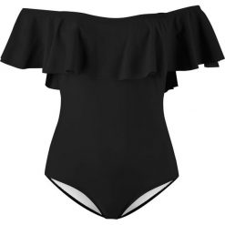 Kostium kąpielowy z falbaną bonprix czarny. Kostiumy jednoczęściowe damskie marki NABAIJI. Za 79.99 zł.