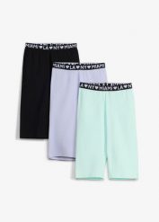 Kolarki z elastycznej mieszanki bawełny organicznej (zestaw 3 par). Zielone legginsy dla dziewczynek bonprix, bez wzorów, z bawełny. Za 77.99 zł.