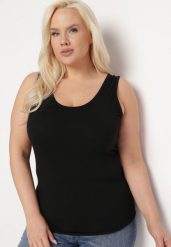 Czarny Klasyczny Top z Bawełny Bez Rękawów Rolira. Czarne koszule damskie Born2be, na lato, xl, bez wzorów, z bawełny, klasyczne, bez kołnierzyka, bez ramiączek. Za 29.99 zł.
