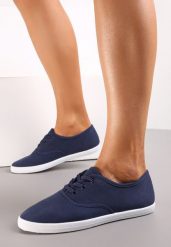 Granatowe Sznurowane Tenisówki Przed Kostkę Jennessa. Niebieskie trampki i tenisówki damskie Renee, bez wzorów, z jeansu, eleganckie, przed kostkę, bez zapięcia. Za 39.99 zł.