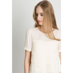 Elegancka bluzka w kolorze ecru BIALCON. Szare bluzki damskie BIALCON, z tkaniny, eleganckie, z krótkim rękawem. Za 149.00 zł.
