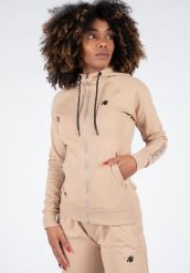 Marion Bluza z kapturem zapinana na suwak - Beżowy. Brązowe bluzy damskie GORILLA WEAR, m, bez wzorów, z bawełny, z kapturem. Za 224.00 zł.