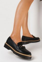 Czarne Mokasyny Jefine. Czarne mokasyny damskie Born2be, z jeansu, eleganckie. Za 84.99 zł.