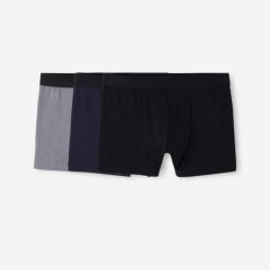 Bokserki męskie Domyos 3 sztuki. Czarne bokserki męskie Decathlon, l, bez wzorów, z bawełny. Za 79.99 zł.