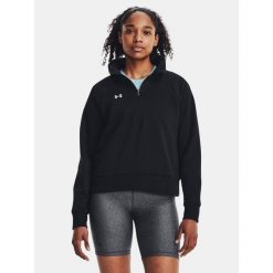Bluza Damska Polarowa Under Armour Z Zamkiem Do Połowy Rival Fleece. Czarne bluzy damskie Under Armour, bez wzorów, z polaru, bez kaptura. Za 299.99 zł.