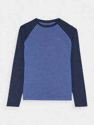 4F Longsleeve regular gładki chłopięcy - granatowy 122 (6-7 lat). Niebieskie t-shirty dla chłopców 4f, bez wzorów, z bawełny, bez ramiączek. W wyprzedaży za 29.99 zł.