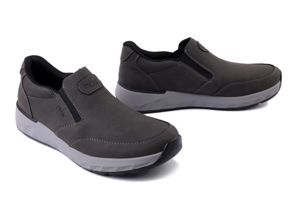 RIEKER 11550-45 grey, półbuty męskie. Szare półbuty na co dzień męskie Rieker, bez zapięcia. Za 277.43 zł.