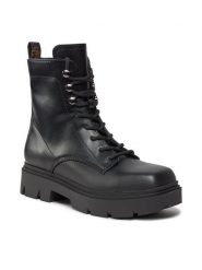 Guess Trapery Ramsay FL8RMY ELE10 Czarny. Czarne kozaki damskie Guess, ze skóry. Za 669.99 zł.