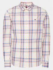 Tommy Jeans Koszula Poplin DM0DM18968 Kolorowy Regular Fit. Koszule męskie Tommy Jeans, m, bez wzorów, z bawełny, bez kołnierzyka, bez ramiączek. Za 239.99 zł.