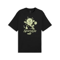 Męska koszulka z grafiką z motywem słońca PUMA. Czarne koszulki sportowe męskie Puma, m, bez wzorów, bez kołnierzyka, bez ramiączek, trekkingowe. W wyprzedaży za 79.00 zł.