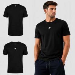 T-SHIRT MĘSKI 4F KOSZULKA KOLEKCJA LIMITOWANA NOWA JAKOŚĆ M3947 SS26. Czarne koszulki sportowe męskie 4f, m, bez wzorów, z bawełny, bez kołnierzyka, bez ramiączek, na fitness i siłownię. Za 54.99 zł.