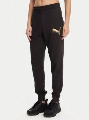 Puma Spodnie dresowe Ess Metallic 684999 Czarny Regular Fit. Czarne spodnie dresowe damskie Puma, xs, bez wzorów, z bawełny. Za 129.99 zł.