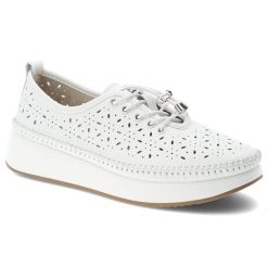 Półbuty damskie Filippo, cholewka ze skóry naturalnej licowej wiązany fason z zabudowanym przodem, białe, DP7535/26. Białe półbuty damskie Filippo, bez wzorów, ze skóry, eleganckie, bez obcasa, na płaskiej podeszwie, bez zapięcia. Za 161.90 zł.