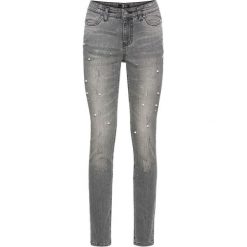 Dżinsy SKINNY ze zdobieniami bonprix jasnoszary denim "used". Jeansy damskie bonprix. Za 79.99 zł.
