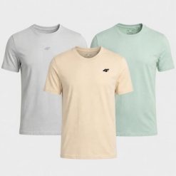 KOMPLET KOSZULEK 4F MĘSKI ZESTAW T-SHIRT 3PAK. T-shirty męskie 4f, m, bez wzorów, z bawełny, sportowe, bez kołnierzyka. Za 182.97 zł.