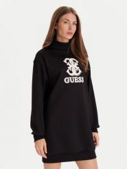 Guess Sukienka codzienna V5YK07 KCX22 Czarny Regular Fit. Czarne sukienki damskie Guess, na co dzień, l, z aplikacjami, z syntetyku, bez kołnierzyka, bez ramiączek, proste. Za 259.99 zł.