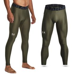 Legginsy termoaktywne męskie UNDER ARMOUR szybkoschnące termiczne. Zielone legginsy sportowe męskie Under Armour, m, bez wzorów, do biegania. Za 99.99 zł.