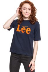 LEE T SHIRT DAMSKI TEE MIDNIGHT NAVY L43RAIMA 112109732. Niebieskie t-shirty damskie Lee, l, bez wzorów, bez kołnierzyka. Za 69.99 zł.