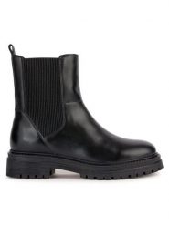 Geox Botki D Iridea D36HRG 043NH C9999 Czarny. Czarne botki damskie Geox, ze skóry, bez obcasa, na płaskiej podeszwie, bez zapięcia. Za 499.99 zł.