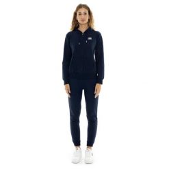 Bluza z bawełna z kaptur na co dzień na siłownię. Niebieskie bluzy damskie LEONE 1947 APPAREL, bez wzorów, z bawełny, bez kaptura, na fitness i siłownię. Za 437.84 zł.