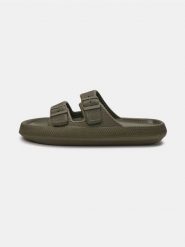 Klapki z paskami i sprzączkami - zielony. Zielone klapki męskie Sinsay. Za 39.99 zł.