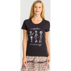 T-SHIRT LIU JO. Czarne t-shirty damskie Liu Jo, l, z aplikacjami, z bawełny, bez kołnierzyka. Za 369.00 zł.