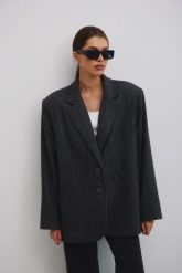 Wełniana marynarka w paski , w kolorze GRAPHITE - HARLEY-S/M. Szare żakiety damskie Marsala, m, bez wzorów, z elastanu, eleganckie. Za 829.90 zł.