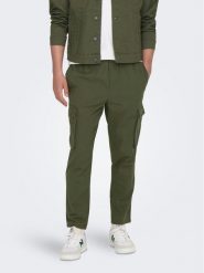 Only & Sons Spodnie materiałowe 22024998 Zielony Tapered Fit. Zielone spodnie materiałowe męskie Only & Sons, l, bez wzorów, z bawełny. Za 329.99 zł.