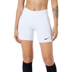 Spodenki krótkie damskie Nike Pro Leak Protections. Białe szorty sportowe damskie Nike, bez wzorów, sportowe, na fitness i siłownię. Za 108.99 zł.