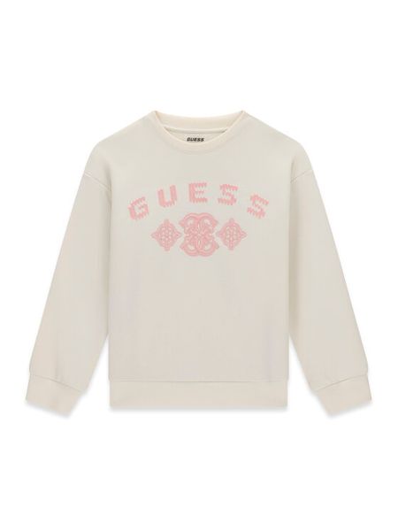 Guess Bluza J6BQ17 K7270 Kremowy Relaxed Fit. Białe bluzy dla dziewczynek Guess, z aplikacjami, bez ramiączek, bez kaptura. Za 264.99 zł.