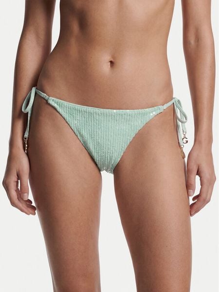 Guess Dół od bikini E6GO04 KBMV0 Zielony. Zielone bikini damskie Guess, m, z aplikacjami. Za 128.99 zł.
