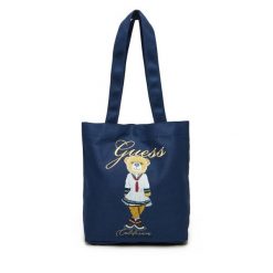 Torebka Guess. Niebieskie torebki do ręki damskie Guess, z aplikacjami, klasyczne, bez dodatków. Za 89.99 zł.