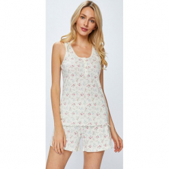 Lauren Ralph Lauren - Piżama. Szare piżamy damskie Lauren Ralph Lauren, z bawełny, z krótkim rękawem. W wyprzedaży za 229.90 zł.