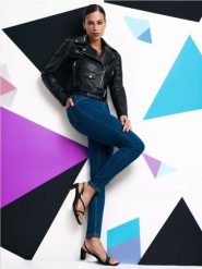 Jegginsy skinny - granatowy. Niebieskie legginsy damskie Sinsay, l, bez wzorów, z denimu. Za 22.99 zł.