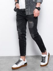 Ombre Spodnie męskie jeansowe - czarne P1028 L. Czarne spodnie materiałowe męskie Ombre, l, bez wzorów, z jeansu. Za 49.99 zł.