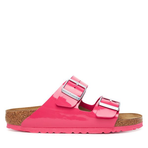 Klapki Birkenstock. Czerwone klapki damskie Birkenstock, bez wzorów, bez obcasa. Za 449.99 zł.