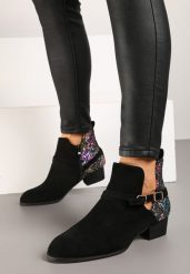 Czarne Botki Vices na Obcasie Ozdobione Kwiatowym Motywem Selatea. Czarne botki damskie Born2be, z dzianiny, eleganckie, bez obcasa, na obcasie, bez zapięcia. Za 149.99 zł.