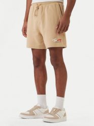 Tommy Jeans Szorty sportowe Signature DM0DM23017 Beżowy Regular Fit. Brązowe krótkie spodenki sportowe męskie Tommy Jeans, m, bez wzorów, z bawełny. Za 249.99 zł.